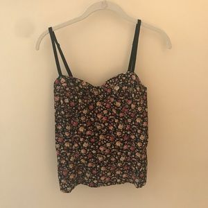 Floral Black Tank Top